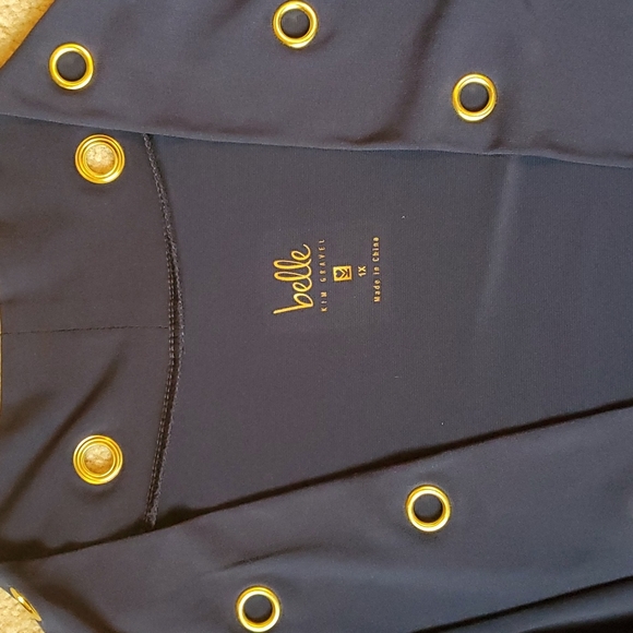 Belle navy blue with gold grommets open cardigan size 1X - Picture 9 of 14